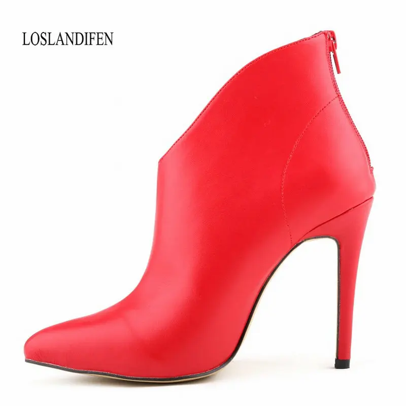 Брендовые женские ботинки LOSLANDIFEN элегантная кожаная обувь карамельных цветов