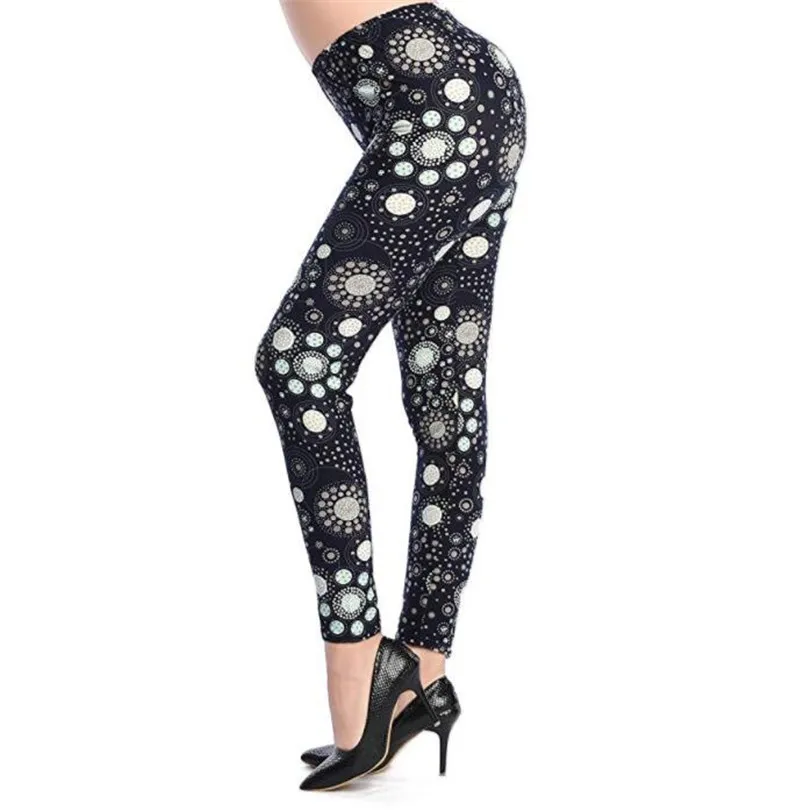 Black bottom Circle CHSDCSI женские леггинсы для фитнеса, Стрейчевые брюки с высокой талией, леггинсы с цветочным принтом, эластичные леггинсы для тренировок, штаны с эффектом пуш-ап - Цвет: Black bottom Circle