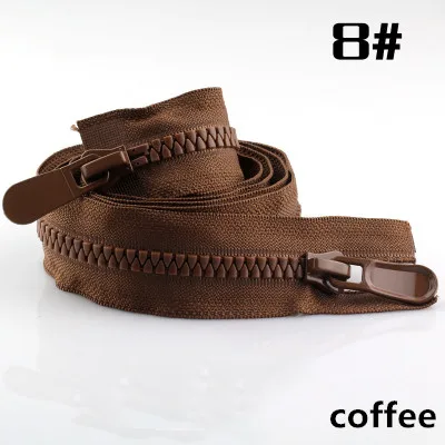 coffee Meetee 8#120 см Двойные застежки-молнии из смолы, двойные ползунки, спортивная одежда, сумки, швейные принадлежности, домашний декор, материалы для рукоделия - Цвет: coffee