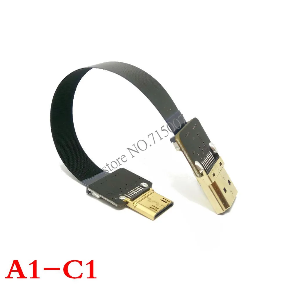 FPV HDMI совместимый штекер к Мини и микротип A под углом 90 градусов HDTV FPC плоский