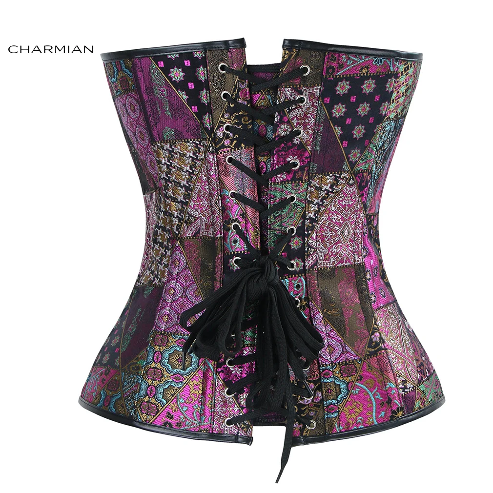 Charmian Vintage Women Steampunk Corset Gothic Jacquard Steel Boned Top Sexy Waist Control Corsets and Bustiers Corselet | Женская