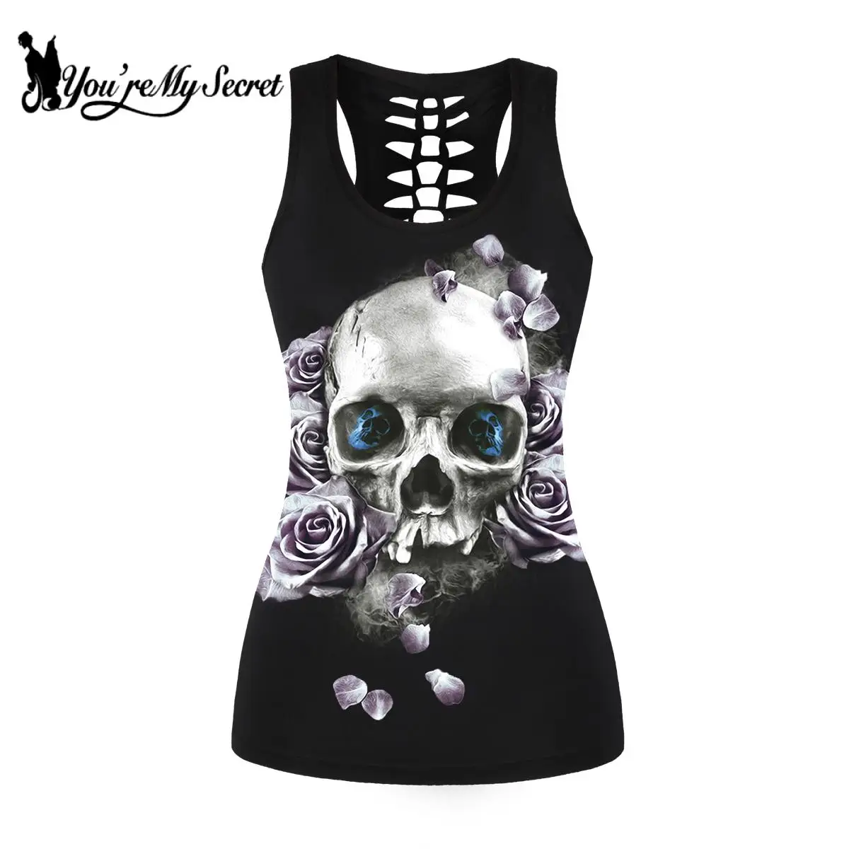 

Женская летняя майка [You Are My Secret], готический верх с вырезами, женские эластичные Топы в стиле панк, облегающая одежда