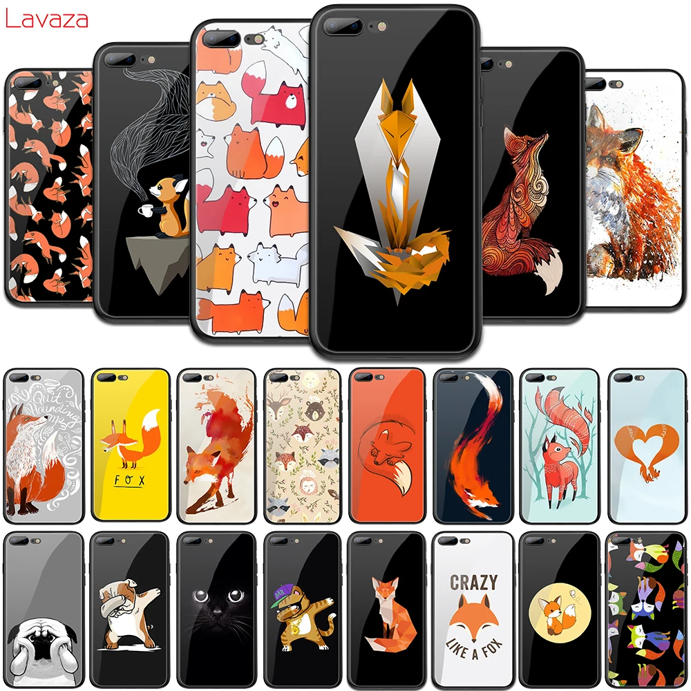 Чехол Lavaza H16 из закаленного стекла с изображением лисы и пазлов для iPhone 6 6S 7 8 Plus 5 5S