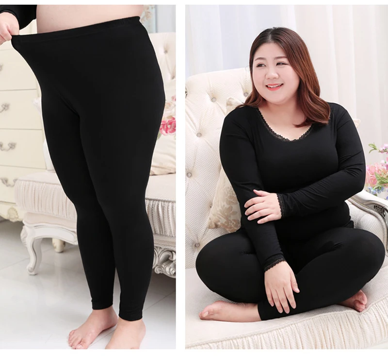 Jinsen Aite размера плюс 2X-6XL Новые Женские кальсоны из модала эластичное повседневное термобелье женский кружевной костюм с круглым вырезом JS93