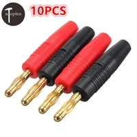 10pcs 3mm plug gold plated musical speaker cable wire pin banana plug connector redblack lantern type welding plug