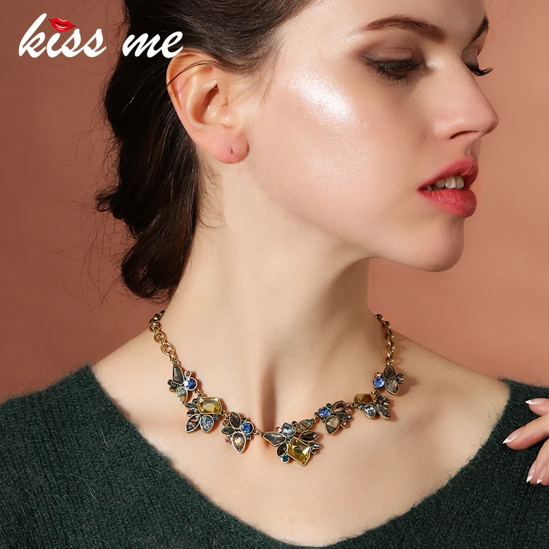 Женское массивное ожерелье KISS ME винтажное геометрическое с кулоном ювелирное