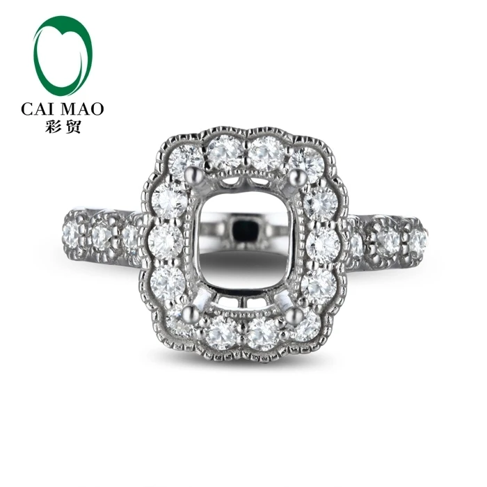 CaiMao полуустанавливаемое кольцо с подушкой и 0.73ct Бриллиантовое 18k белое золото