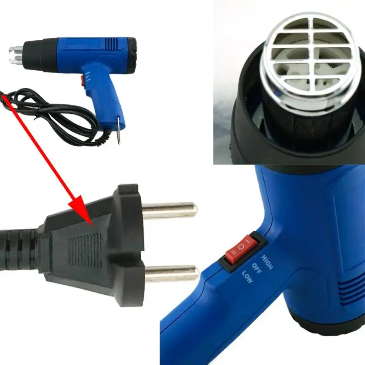 CE Approved Heat Gun Hot Air Produces A jet of air Dual Temperature Power Tool 1500W Heater Gun+4 Nozzles EU Plug 220V | Инструменты