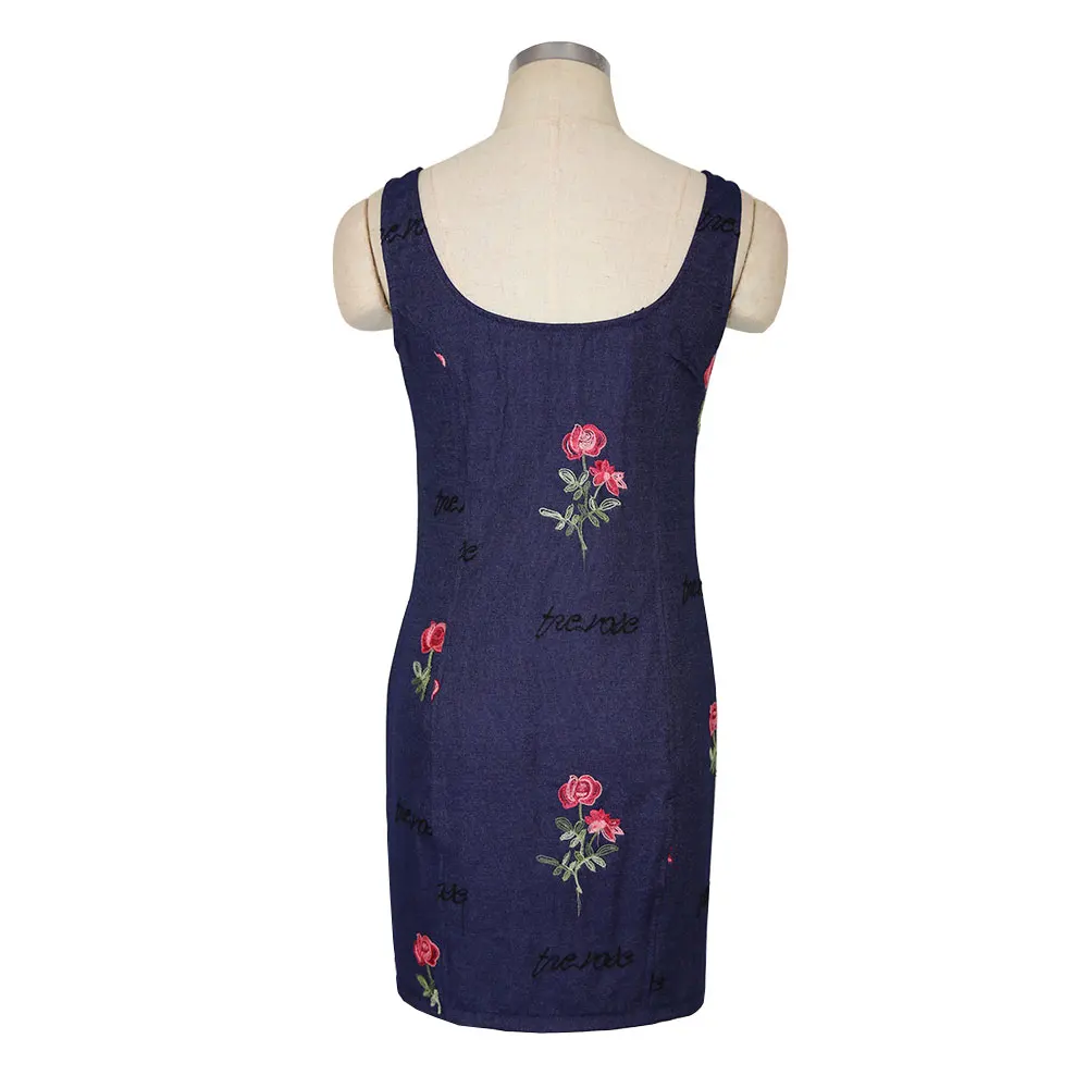 Платье женское сексуальное с круглым вырезом без рукавов спереди на молнии