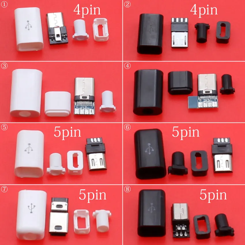 1 шт. 4-контактный 5-контактный разъем Micro USB type-c черный/белый сварочный кабель для