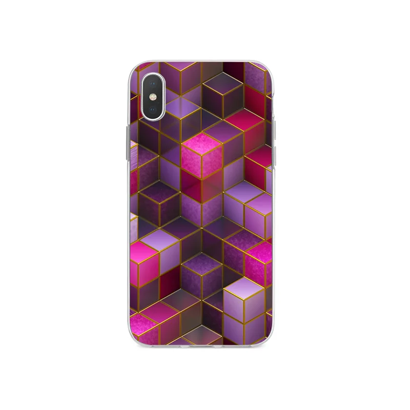 Силиконовый чехол для iPhone 6 6S 7 8 Plus 5 5S SE с квадратным рисунком мягкий X XR XS MAX |