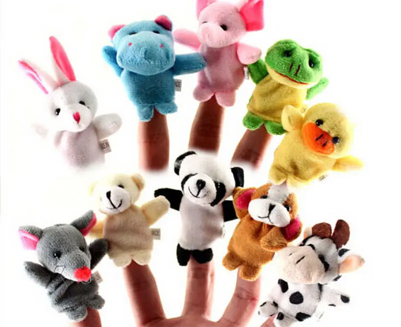 10Pcs Biological Animal Finger Puppet Plush Toys Child Baby Favor Dolls Tell Story Props Cute Cartoon Animal Doll Kids Toys