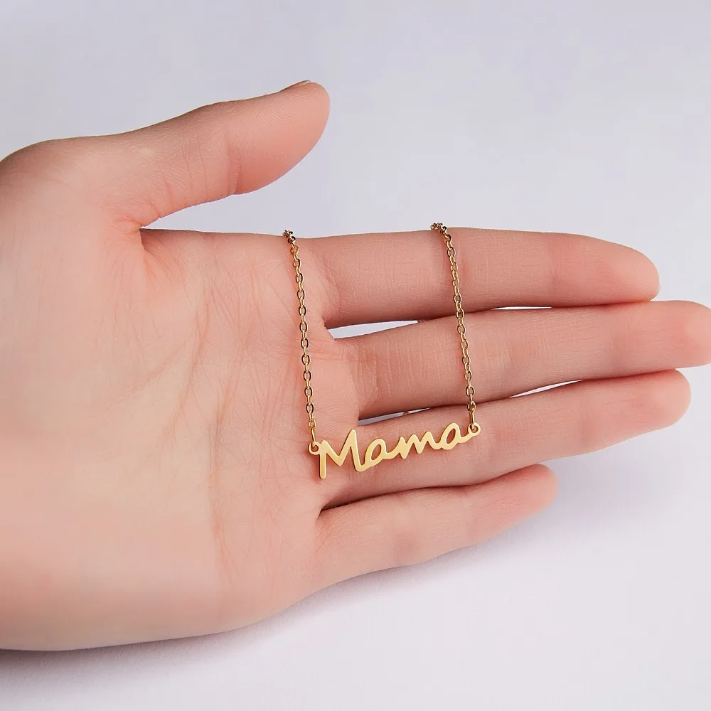 Ринху нержавеющая сталь нежная надпись "мама" ожерелье любовь кулон для матери ювелирные изделия для мамы день матери лучший подарок аксессуары