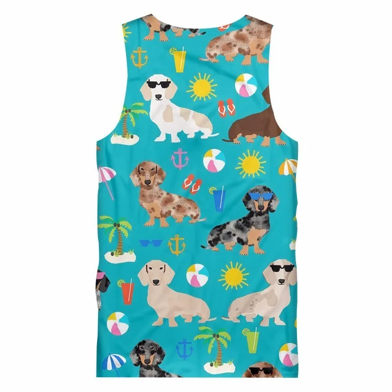 Майка OGKB мужская с 3D принтом солнца и собаки жилет без рукавов в тропическом