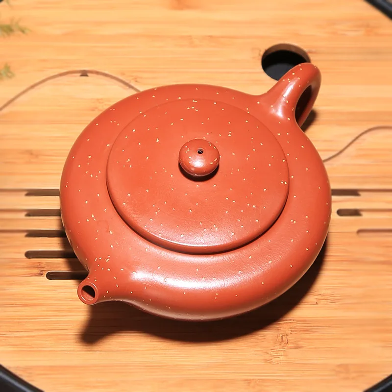 

Yixing Purply Clay Tea Teapot Chinese Kongfu Pots Raw Ore Zhu Mud Flat Yu Pot Drinkware Home Decoration 200ml