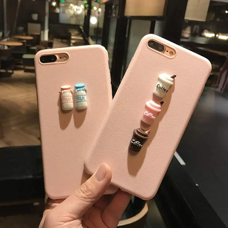 Сплошной цвет силиконовый чехол для IPhone X 6plus 6s 8 Plus 5 5S SE 7plus 3D бутылка молока