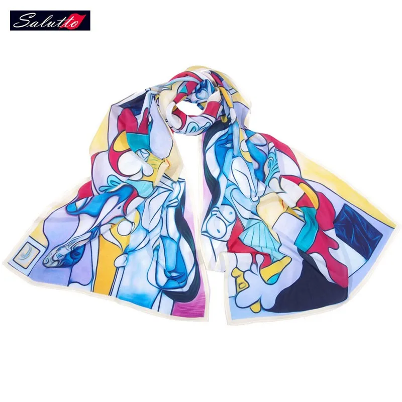 2018 новый ретро 100% шелковый шарф женские весенние шали картина Mulbery Foulard Роскошные