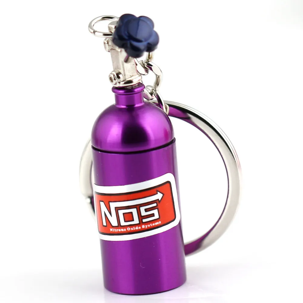 Purple 10 шт./лот Nos турбо брелок Креативный Мини Закись азота Бутылка, брелок с кольцом для ключей шташ контейнер для таблеток - Название цвета: Purple