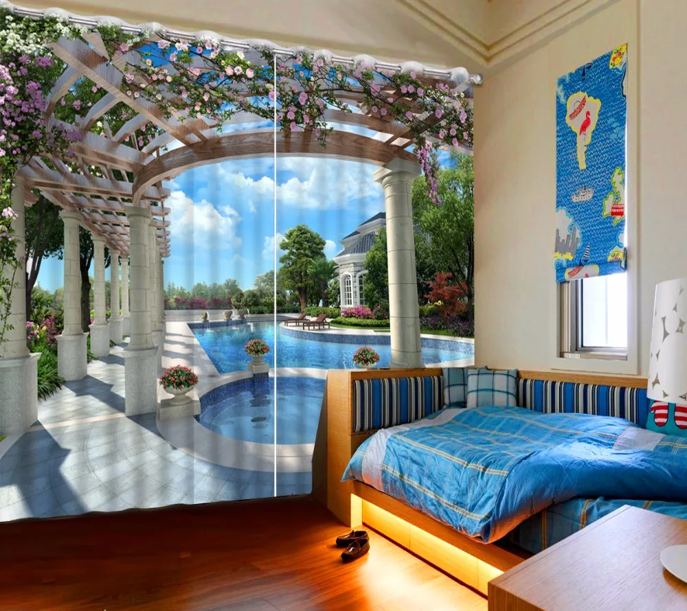 Европейские занавески для спальни гостиной бассейна затемняющее окно детская