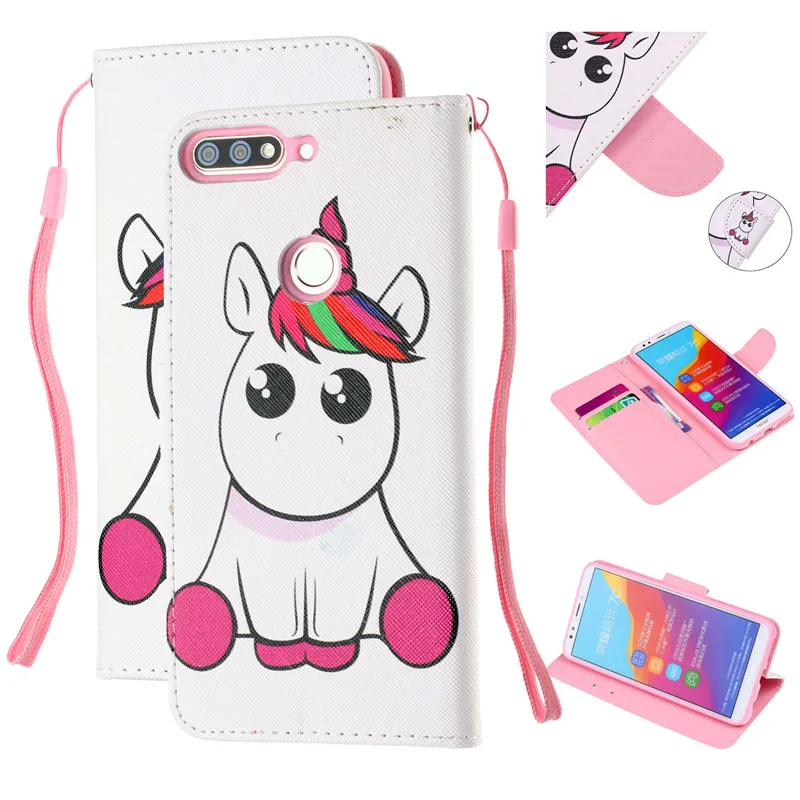 

Cartoon Dog Unicorn Case For Coque Huawei Enjoy 8 Honor 7C Case Flip Leather Back Cover For Huawei Enjoy 9 Case Cover Phone Case