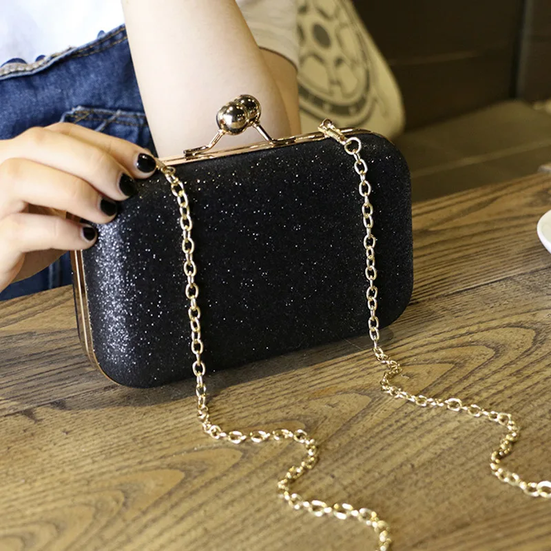 black large Женская сумочка большого размера, вечерние сумки, новинка, женская сумка на плечо с цепочкой, женская модная Золотая Сумка-клатч, женская сумка-мессенджер - Цвет: black large