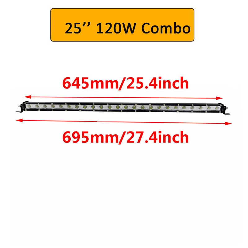 25inch Combo Auxtings тонкий светодиодный светильник Однорядный " 13" 2" 25" 3" 38" дюймов 90 Вт 120 Вт 150 Вт 180 Вт для внедорожника 4X4 внедорожный светодиодный светильник - Цвет: 25inch Combo