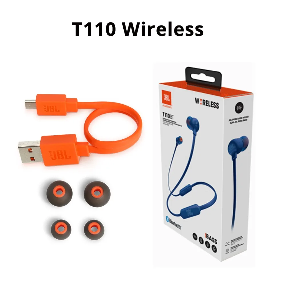 JBL T110 наушники плотно прилегающие к уху, проводной/Беспроводной с микрофоном, спортивные музыкальные чистый басов гарнитура для iPhone смартфона