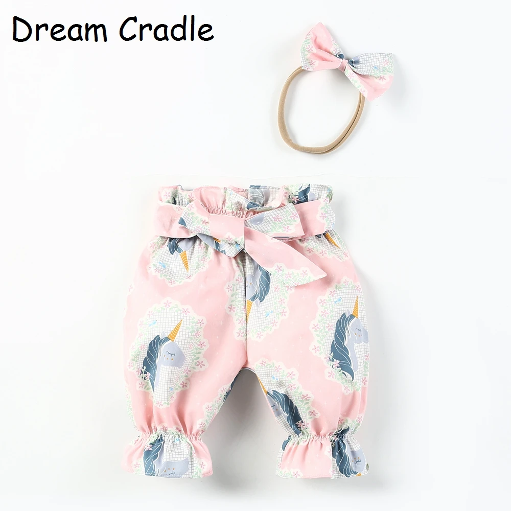 Dream Cradle/Новые Модные шаровары с единорогом/Детское платье высокой талией Повязка