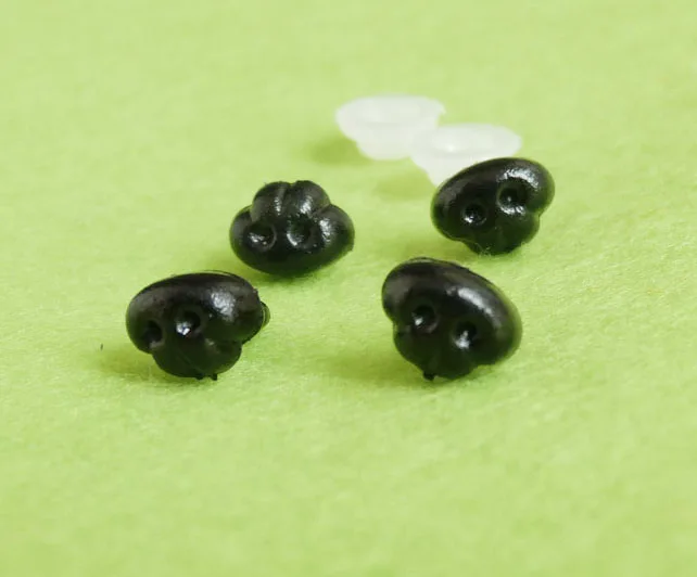 300pcs-7x10mm крошечная черная игрушка нос пластик безопасность животное собака нос с жесткой шайбой для diy плюшевые куклы результаты