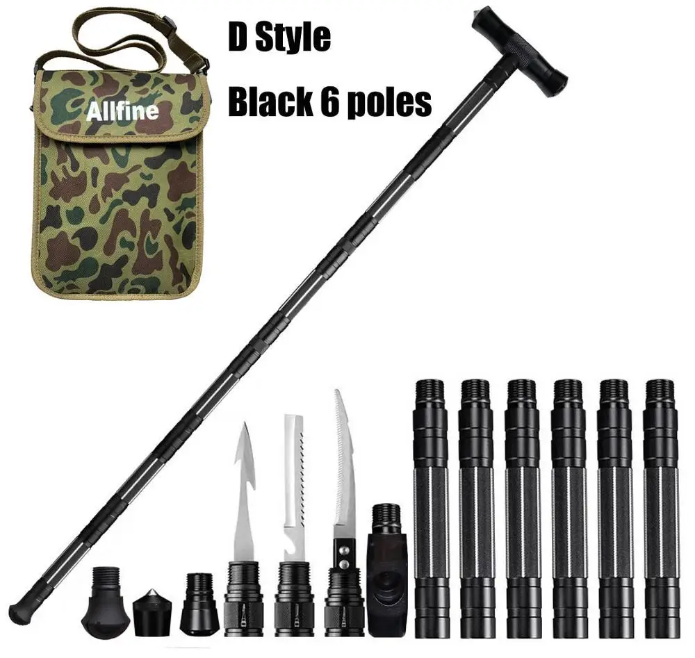 D style Black 128 cm Allfine™Треккинговые палки прогулочные палки Открытый Кемпинг защита палка безопасность многофункциональный домашний стержень туристический инструмент выживания - Цвет: D style Black 128 cm