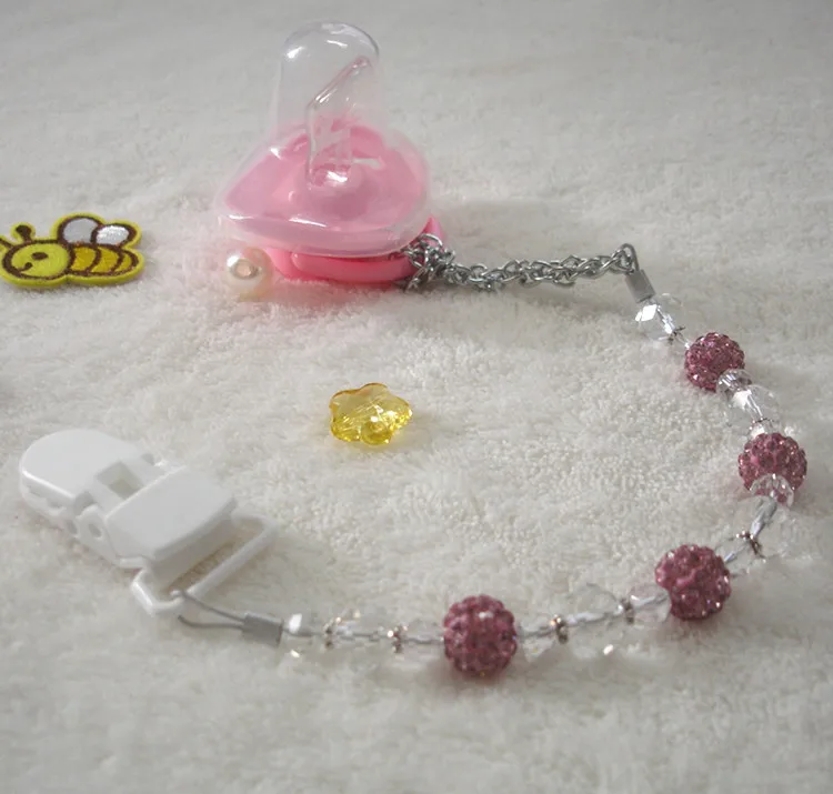 MIYOCAR потрясающая розовая блестящая кристальная цепочка для соски ручной