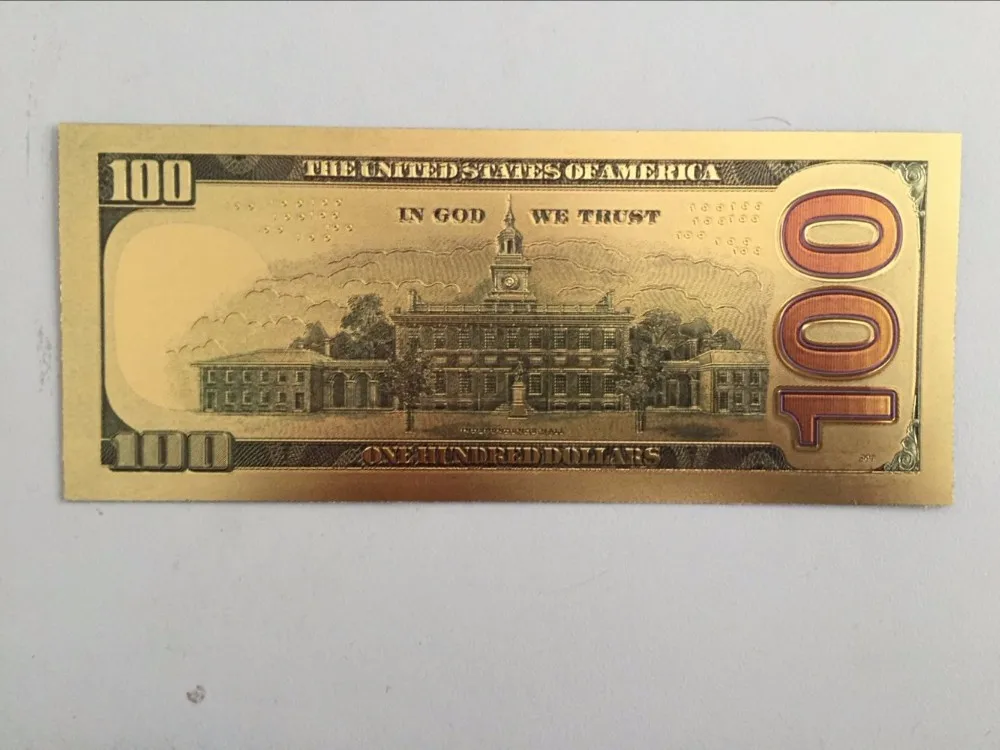 100 долларов США золото Поддельные Банкноты банкноты бумажные деньги медаль 24 К Соединенные Штаты Америки подарок на Рождество Золотые банкноты