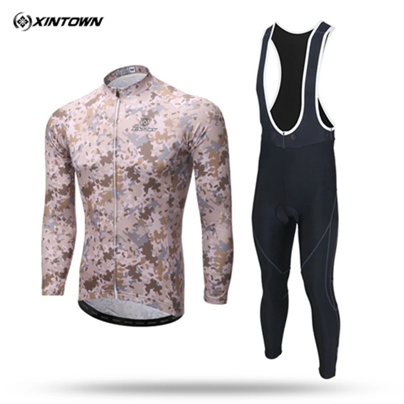 XINTOWN Camouflage Winter long-sleeved Fleece Thermal Cycling Jersey Pants Set Bike Bicycle Ropa Ciclismo Clothing Wear | Спорт и