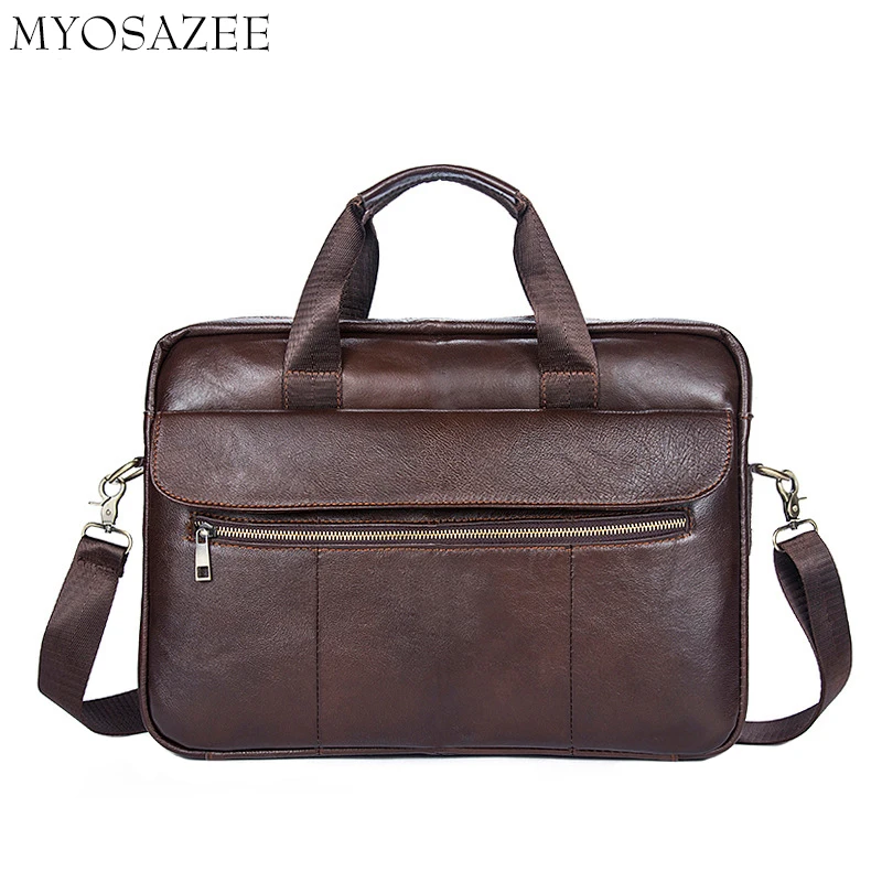 Мужская сумка из натуральной кожи MYOSAZEE деловая портфель Ретро стиль на одно