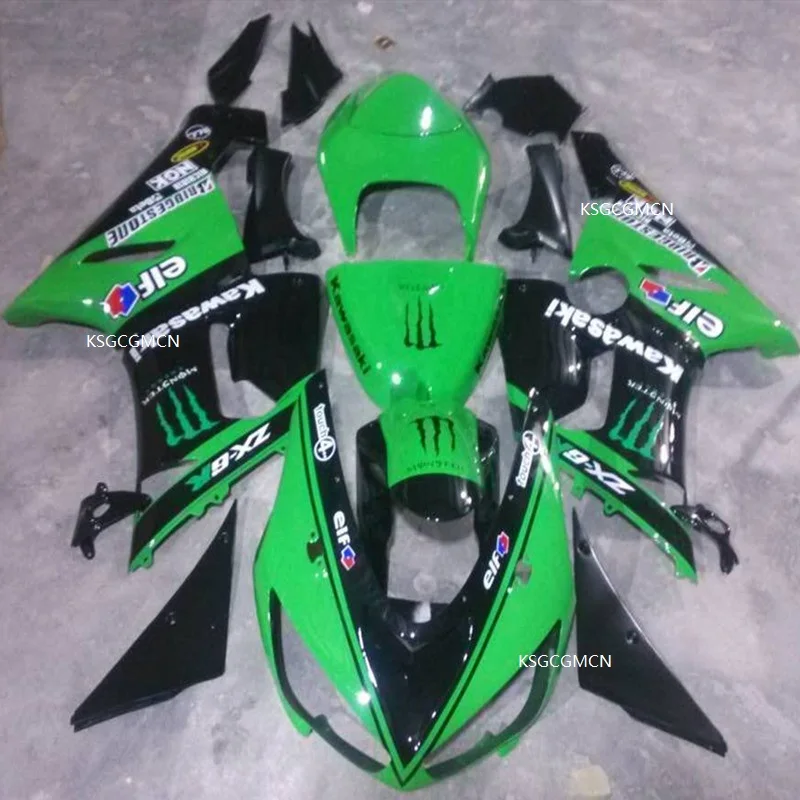 

Green Black Complete ABS ZX6R 05 06 Plastic Injection Bodywork Mold Fairing Kit For Kawasaki Ninja ZX-6R 2005-2006