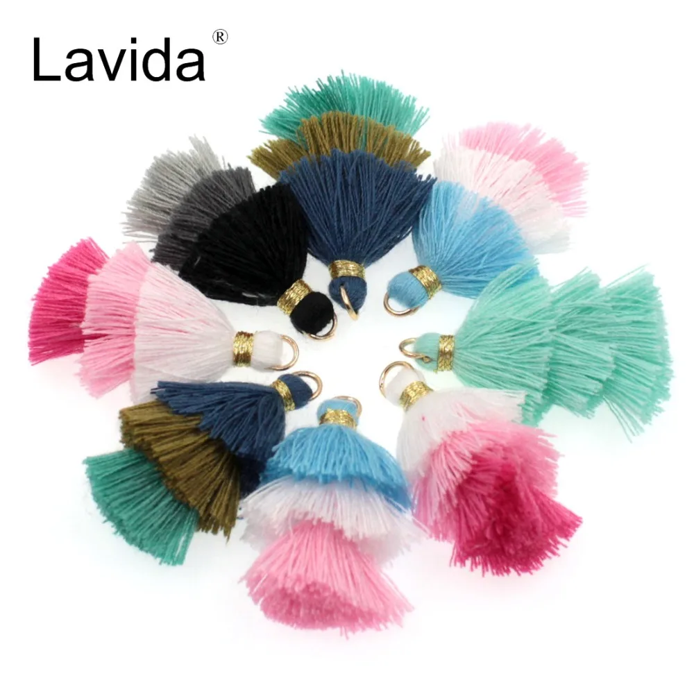 Кисточки с золотым кольцом Lavida 3 см/Хлопковые кисточки/Аксессуары для