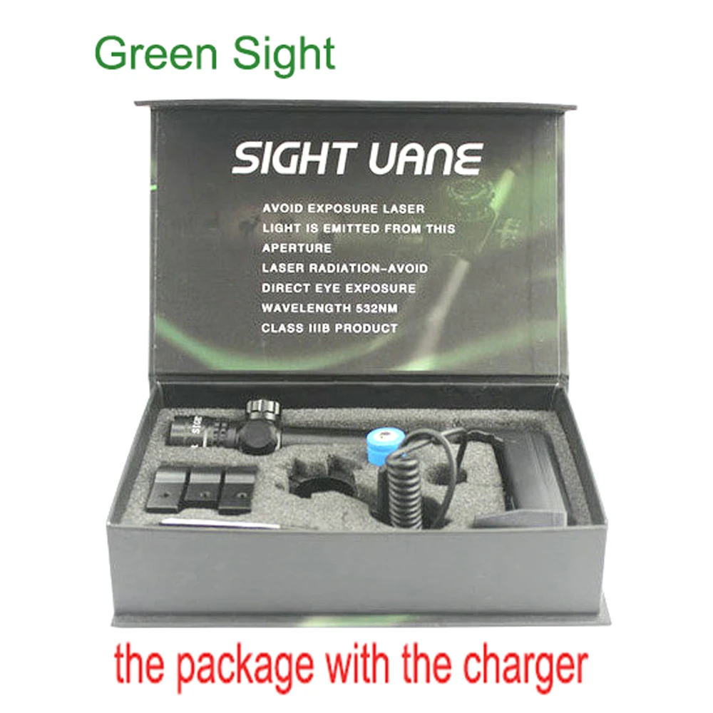 green-with charger Открытый зеленый лазерный оптический прицел с креплением для направляющая пистолета и винтовки страйкбол пистолет Охота Стрельба 9/20 мм - Цвет: green-with charger