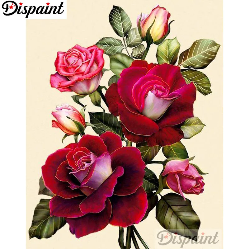 

Dispaint Full Square/Round Drill 5D DIY Diamond Painting "Red flower" Embroidery Cross Stitch 3D Home Decor A10362