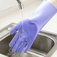 kitchen silicone dishwashing scrubber dish washing sponge rubber scrub gloves kitchen cleaning 1 pair