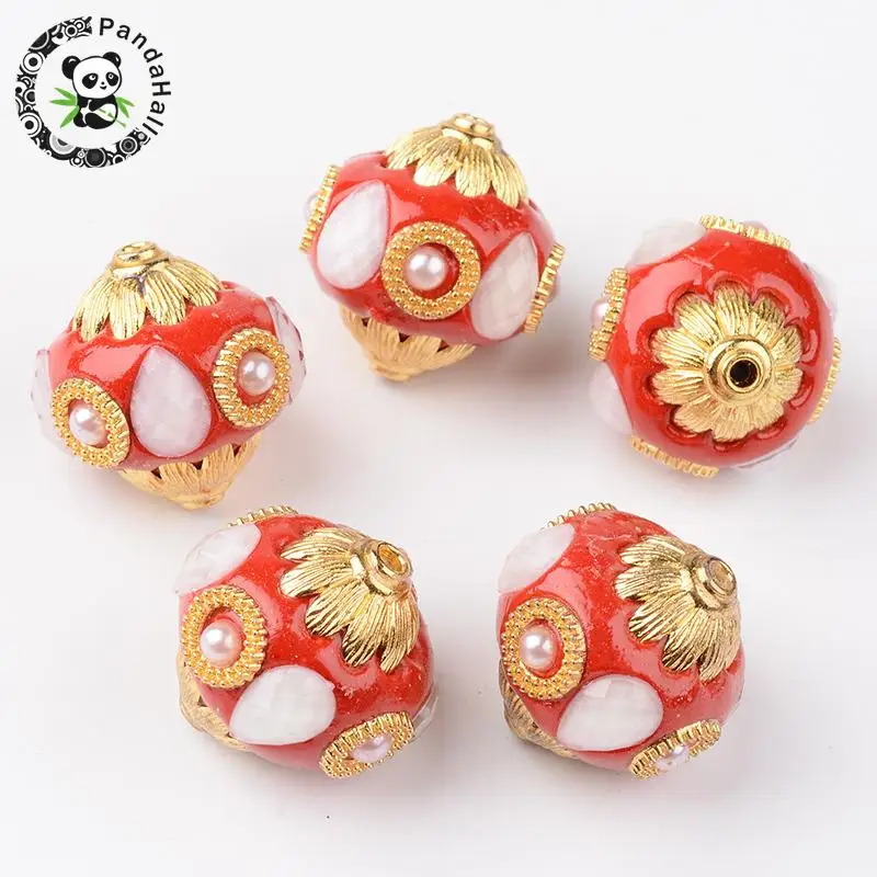 Круглые бисер ручной работы из Индонезии 5 шт. для самостоятельного изготовления