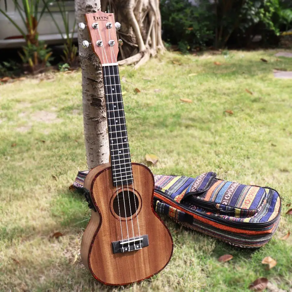 24 Inch Concert Electroacoustic Ukulele Abalone Shell Edge 18 Fret Four Strings Hawaii Guitar Built-in Pickup+Capo+Strap+String enlarge