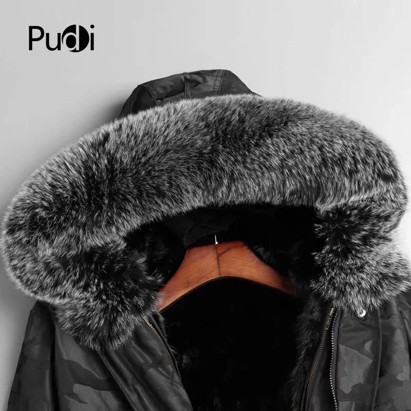 Мужская хлопковая парка PUDI MT8109 с подкладкой из натурального меха норки и