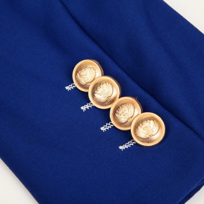 Мужской двубортный пиджак с золотыми металлическими пуговицами сине-черный |