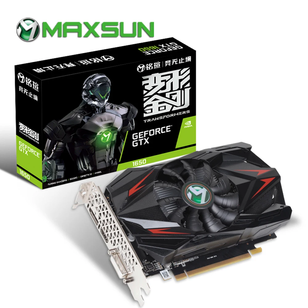 MAXSUN видеокарты GTX 1650 4G 128bit GDDR5 NVIDIA 8000 МГц 1485 HDMI + DVI DP 12nm 896 единиц 75 Вт видеокарта для