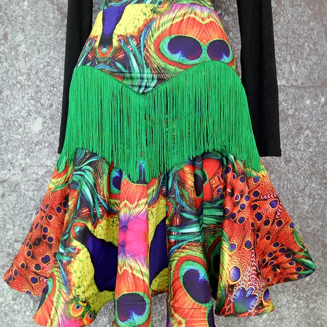 Женская юбка для латиноамериканских танцев черная элегантная