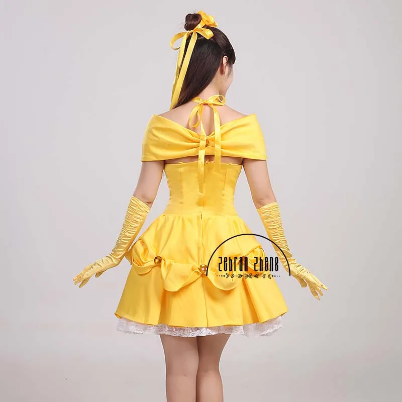 Принцесса для взрослых Belle короткий Косплей Костюм Костюмы на Хэллоуин платье