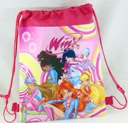 24 шт., клубный рюкзак WINX на шнурке, нетканый тканевый рюкзак, Подарочная сумка, детская вечеринка в честь Дня рождения, украшения