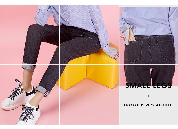 LEIJIJEANS новые свободные дамские шаровары с низкой эластичной талией Черные Серые Ретро Классические джинсы размера плюс Дамские джинсы Harlan 9007