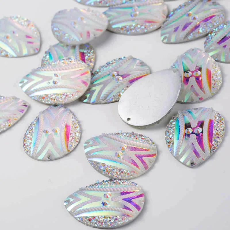Taidian Crystal AB акриловые пришивные стразы для бисерных сережек кабошон 2 отверстия