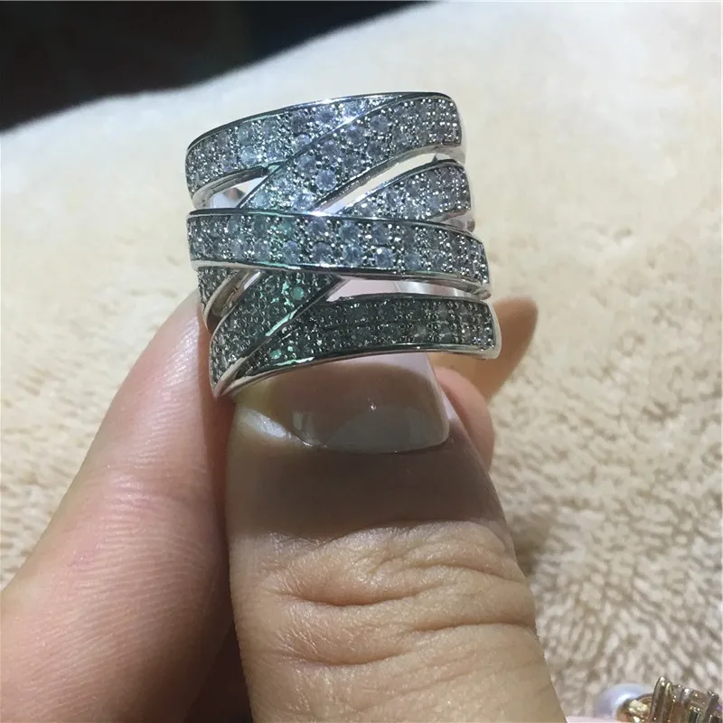 Vecalon, Винтажное кольцо с крестом, серебро 925 пробы, Pave AAAAA, Cz, Promise, обручальные кольца для женщин, свадебные ювелирные изделия на палец